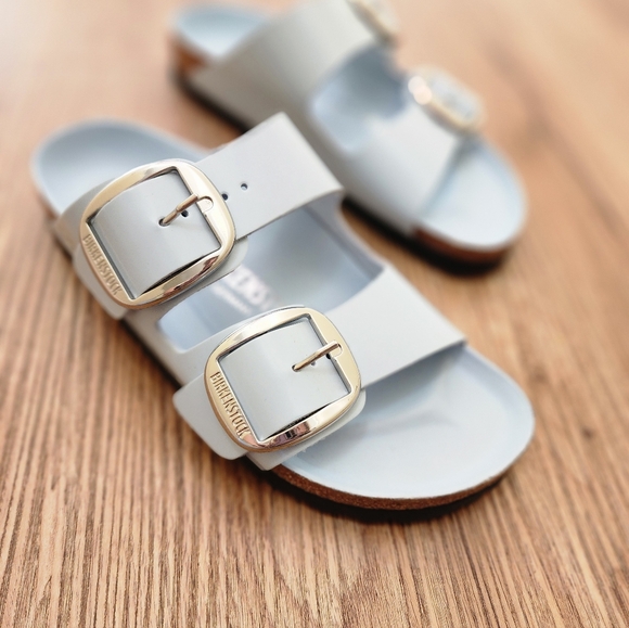 Size 5-5.5 🆕️ Birkenstock Women's Arizona Big Buckle Natural Leather Baby Blue - Picture 11 of 12
